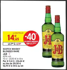 Intermarché J&b scotch whisky blended rare offre
