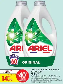 Intermarché Ariel lessive liquide original 2x30 lavages (b) offre