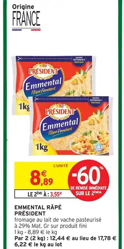 Intermarché Président emmental râpé offre