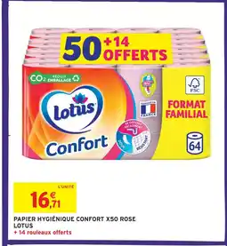 Intermarché Lotus papier hygiénique confort x50 rose offre