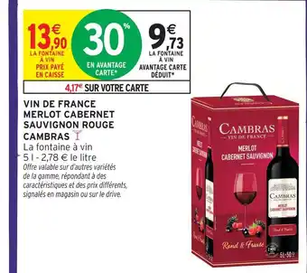 Intermarché Cambras vin de france merlot cabernet sauvignon rouge offre