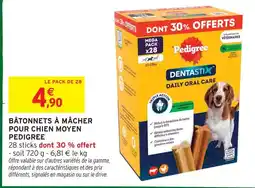Intermarché Pedigree bâtonnets à mâcher pour chien moyen offre