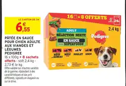 Intermarché Pedigree pâtée en sauce pour chien adulte aux viandes et légumes offre