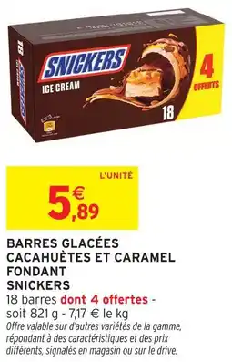Intermarché Snickers barres glacées cacahuètes et caramel fondant offre