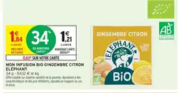 Intermarché Eléphant mon infusion bio gingembre citron offre