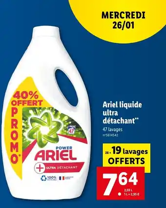 Lidl Ariel liquide ultra détachant offre
