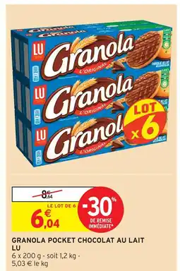 Intermarché Lu granola pocket chocolat au lait offre