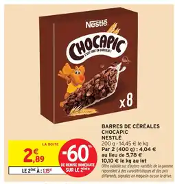 Intermarché Nestlé barres de céréales chocapic offre