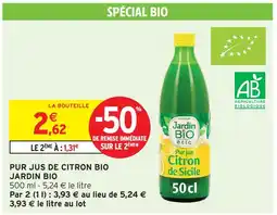 Intermarché Jardin bio pur jus de citron bio offre