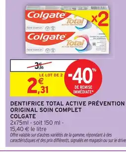 Intermarché Colgate total active prévention original soin complet offre