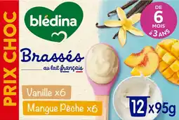 Auchan Bledina brassés lactés vanille mangue pêche blédina offre
