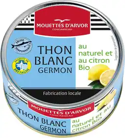 Auchan Les mouettes d arvor thon blanc au naturel citron bio les mouettes d'arvor offre