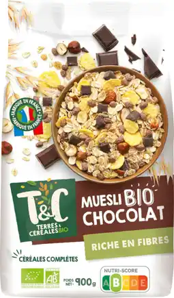 Auchan Terres et cereales muesli bio chocolat terres & céréales offre