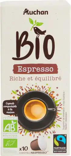 Auchan Auchan bio capsules bio café espresso auchan bio offre