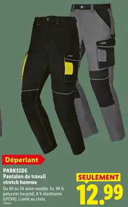 Lidl Parkside pantalon de travail stretch homme offre