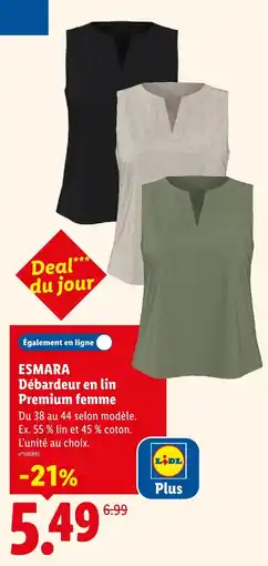 Lidl Esmara débardeur en lin premium femme offre
