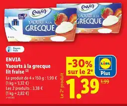 Lidl Envia yaourts à la grecque lit fraise offre