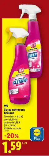Lidl W5 spray nettoyant brillant offre