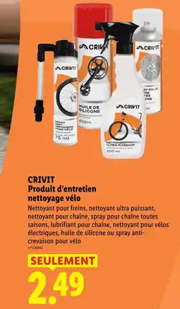 Lidl Crivit produit d’entretien nettoyage vélo offre