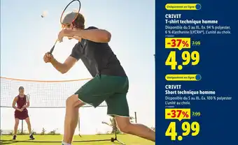 Lidl Crivit t-shirt technique homme offre