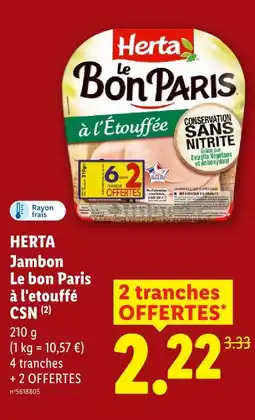 Lidl Herta jambon le bon paris à l'étouffée csn offre