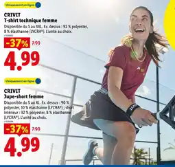 Lidl Crivit t-shirt technique femme offre