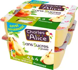 Auchan Supermarché Charles & alice dessert fruitier sans sucres ajoutés charles & alice offre