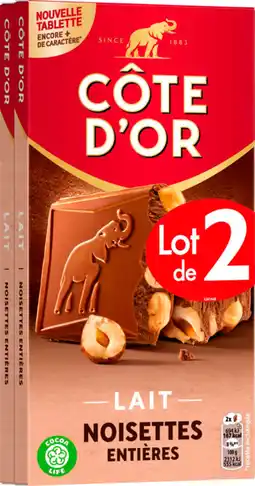 Auchan Supermarché Cote d or tablettes de chocolat au lait et noisettes côte d'or offre