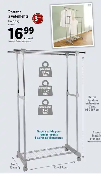 Lidl Portant a vêtements offre