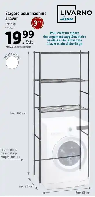 Lidl Étagère pour machine à laver offre