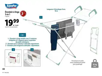 Lidl Étendoir à linge 3 en 1 offre