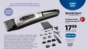 Lidl Tondeuse barbre et cheveux sans fil offre