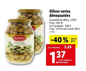 Lidl Olives vertes dénoyautées offre