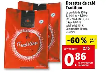 Lidl Dosettes de café tradition offre