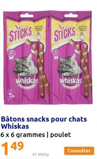 Bâtons snacks pour chats whiskas