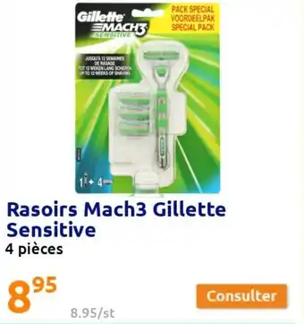 Action Rasoirs mach3 gillette sensitive offre