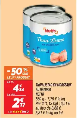 Netto Netto thon listao en morceaux au naturel offre