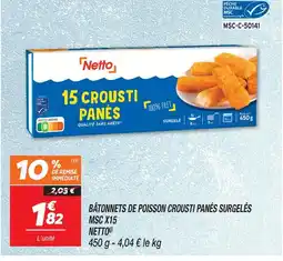 Netto Netto bâtonnets de poisson crousti panés surgelés offre