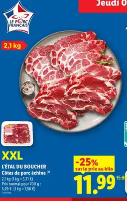 Lidl L'étal du boucher côtes de porc échine offre