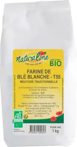 Auchan Naturaline farine de blé blanche t55 bio naturaline offre