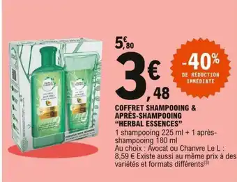 E.Leclerc Coffret shampooing & Après-shampooing Herbal Essences offre