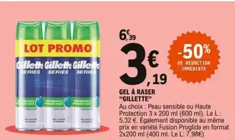 E.Leclerc Gel à raser Gillette offre
