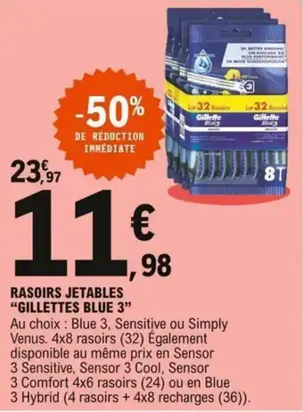 E.Leclerc Rasoir jetables Gillettes Blue 3 offre