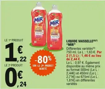 E.Leclerc Liquide vaisselle Mir offre