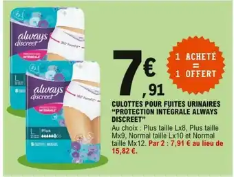 E.Leclerc Culottes pour fuites Urinaires offre