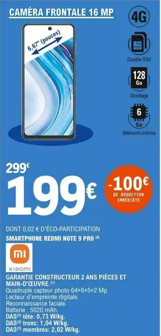 E.Leclerc Smartphone Redmi Note 9 Pro offre