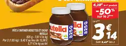 Netto Nutella Pâte à tartiner noisettes et cacao offre