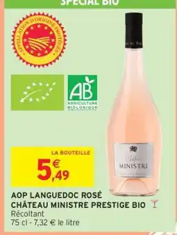 Intermarché AOP Languedoc Rosé Château Ministre Prestige Bio offre
