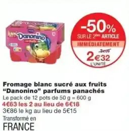 Monop' DANONINO Fromage blanc sucré aux fruits parfums panachés offre