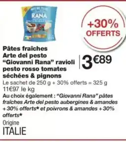 Monop' GIOVANNI RANA Pâtes fraîches Arte del pesto ravioli pesto rosso tomates séchées & pignons offre